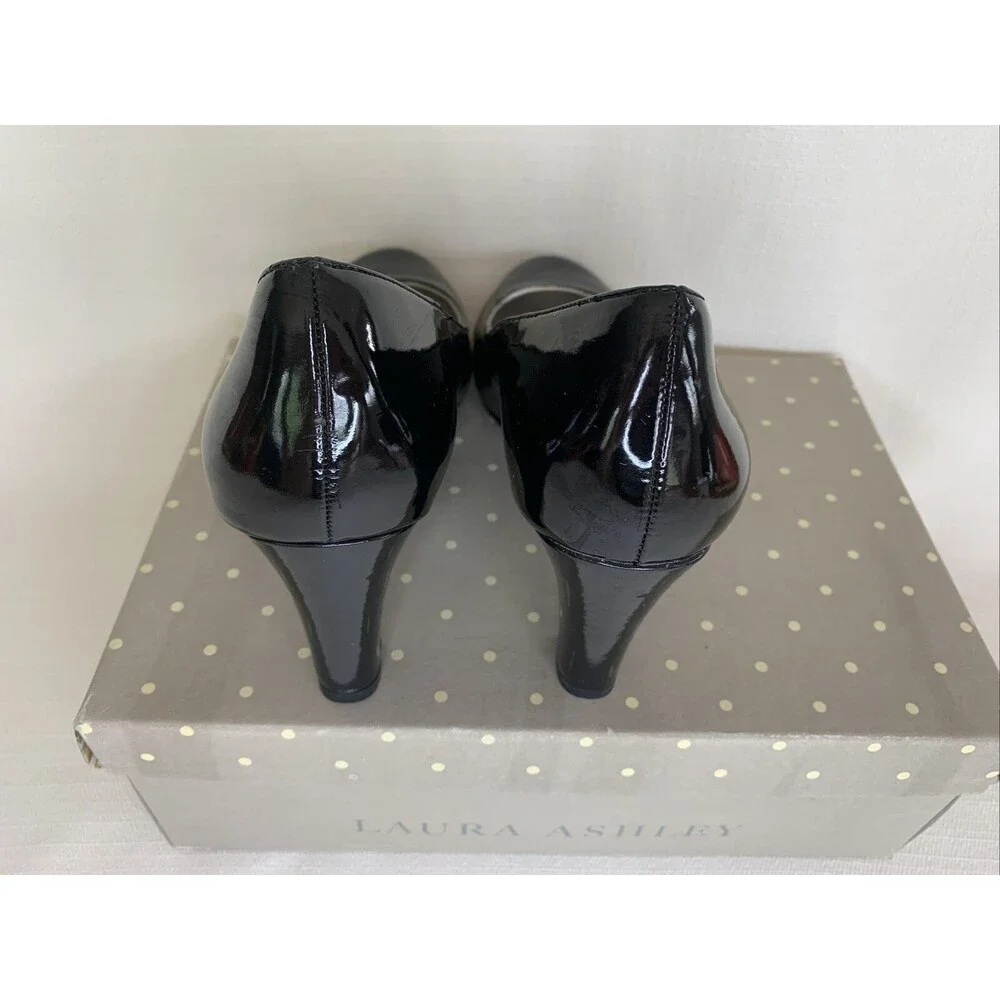 Laura Ashley Women’s Black Faux Patent Leather Heels‎ Pumps 7 M MF